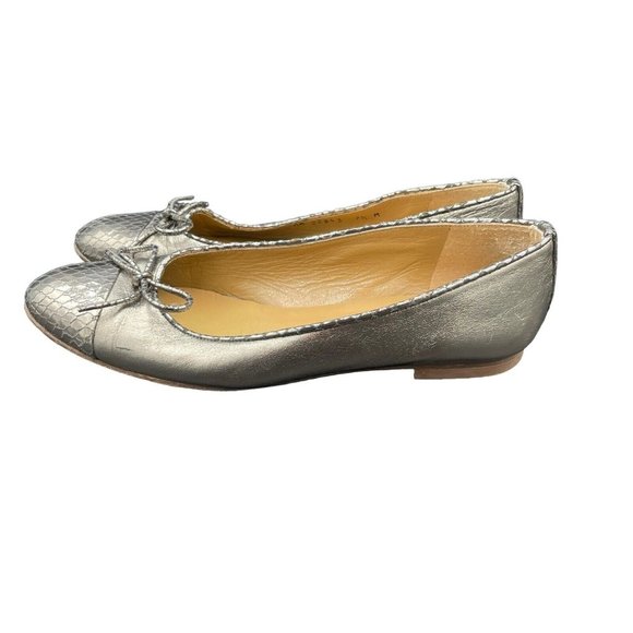 Stuart Weitzman Snake Skin Ballet Shoes Women 7.5 M Lamb Leather Flats Ballerina - Picture 3 of 7